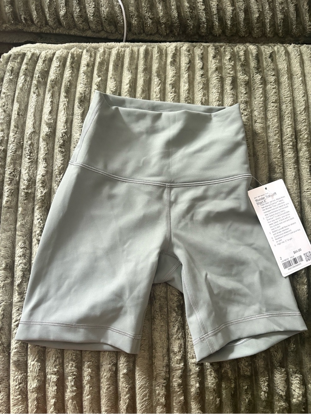 Sage green lululemon Wunder train high rise 6 inch shorts